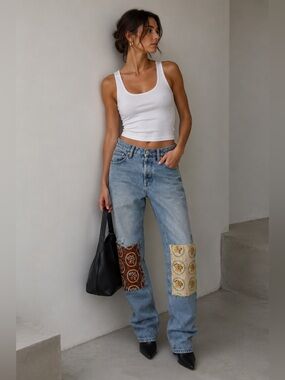 Reworked Patchwork Denim Jeans | One of a Kind Upcycled Cotton Jeans Sz 30